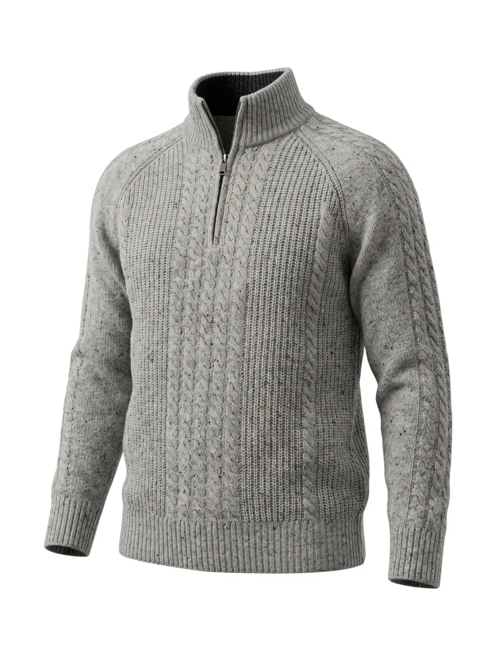 Irelandseye Wool Cashmere Cable Knit Half Zip Sweater Men’s S Gray Ireland